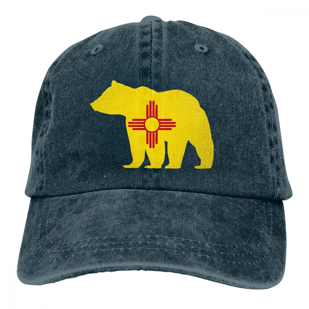 Новая Мексика форма флаг с медведем Casquette черный унисекс Мужские Женские джинсовые бейсболка с ремешком кепки Регулируемый Гольф папа шляпа