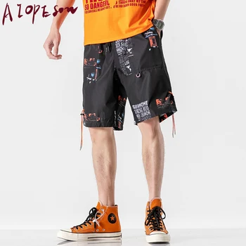 

AIOPESON Summer Men Shorts Fashion Creative Printing Loose Shorts Men Clothing Breathable Straight Sports Men Short Knee Length