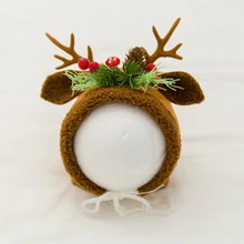 Newborn Photography Props Accessories Baby Christmas Hat Cute Deer Cap Infant Fotografia Hats Baby Photo Props Christmas Gift