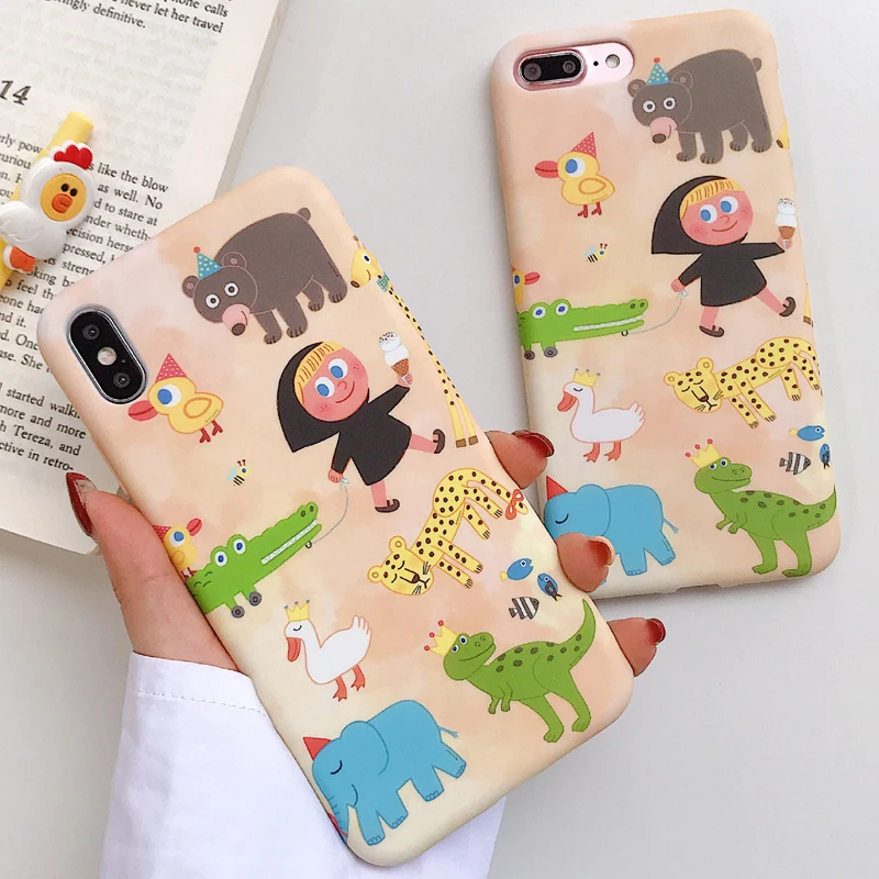 Cute Cartoon Painting Silicone Phone Case for iPhone 6 6s 7 8 Plus X Xs XR Max TPU Soft Back Cover |