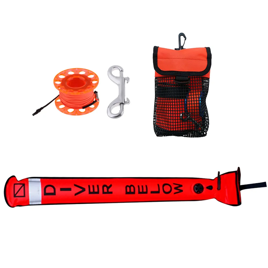 Surface Marker Buoy SMB & Finger Reel & Bag Scuba Diving SMB Storage Bag Cover Protector Equipment for Scuba Diving Snorkeling