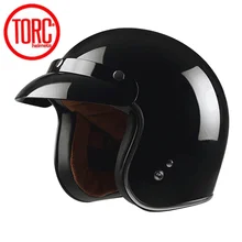 TORC T50 Vintage Moto rcycle Casco cara abierta Retro Casco Moto media cara Scooter capacete moto aprobada por el DOT casque moto