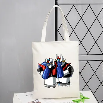 

Mazinger Z Japanese Anime Old Classic Manga Robot Women Handbags Canvas Tote Shopping Bags Reusable Shopping Bag Eco Foldable