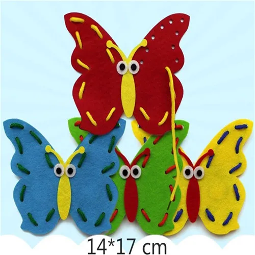 1 компл./упак. креативный фетр для поделок Обучающие принадлежности DIY ручной работы реквизит для детского сада обучающие игрушки для детей тренировки шнуровки обуви - Цвет: butterfly