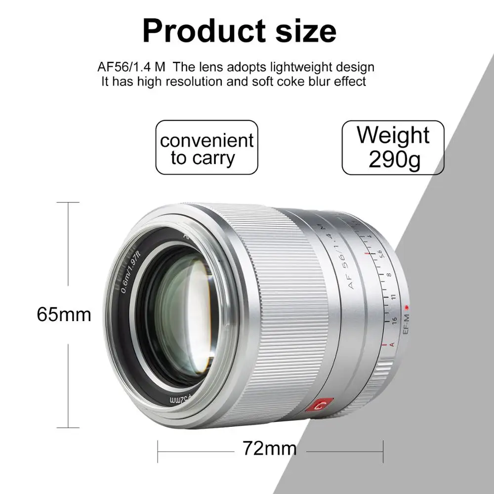 VILTROX 23MM 33MM 56MM F1.4 EF-M Large Aperture Auto Focus Portrait APS-C Lens for Canon Lens EOS M-Mount Camera Lens M100 M200