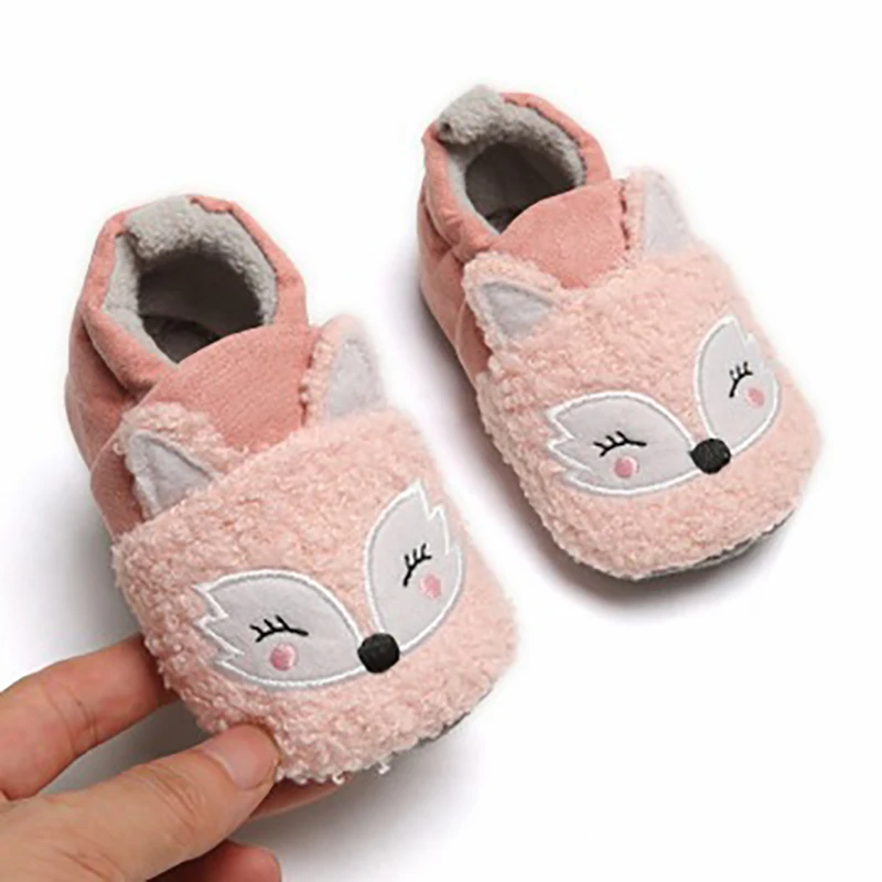 Toddler Baby Crawling Shoes Winter Autumn Boy Girl Lamb Slippers Cartoon Animals Anti Slip Keep Warm Baby Slippers