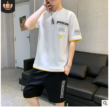 

2020 New summer leisure sports suit men's short-sleeved t-shirt suit Fashion Kpop T-shirt Hip-Hop Short t shirts Men clothing