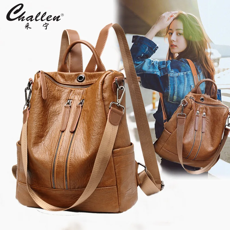 

Fashion Backpack Female 2020 Autumn and Winter Korean Fashion Versatile Multi-Function Soft Leather Backpack Casual Travel Bag