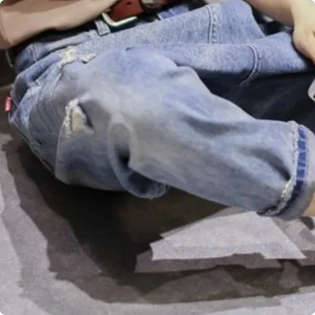 

2020 Autumn New Arrival Womens BF Style Drop-crotch Harem Denim Cowboy Carpenter Hole Ripped Jeans Loose Fit Long Pants