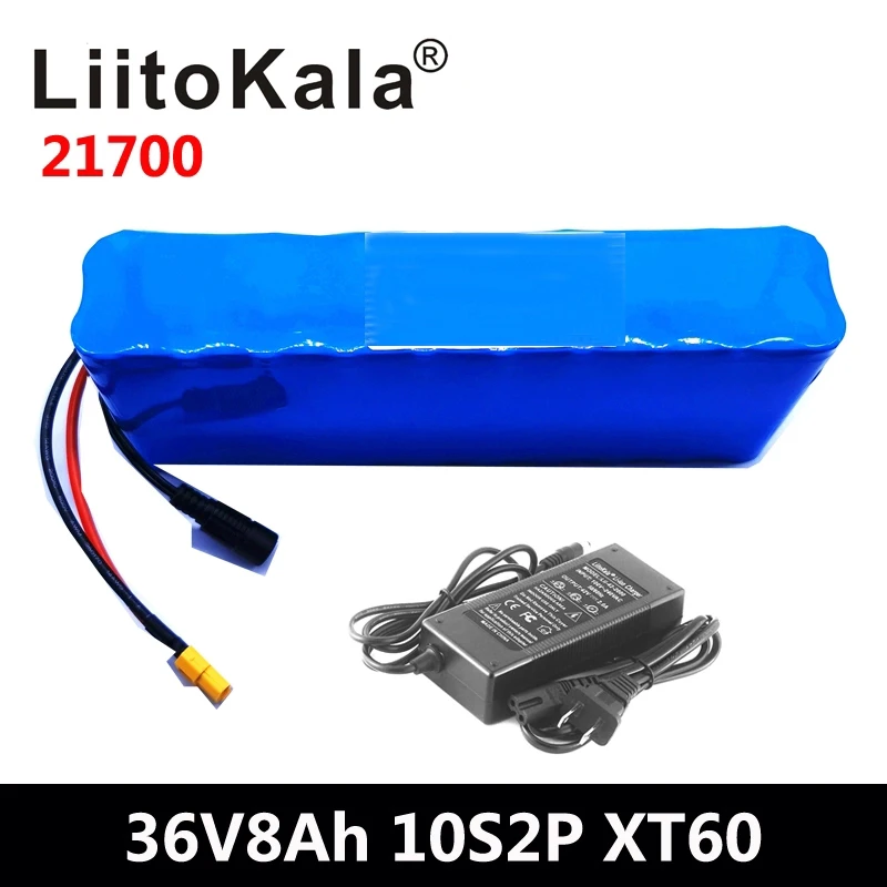 LiitoKala 36V 8AH 21700 4000mah 10S2P батарея для электрического велосипеда скутера Ebike + 42V 2A