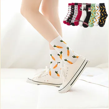 

Cartoon Women's Socks Cute Bear Cherry Carrot Funny Animal Fruit Fashion Streetwear Indie Pop Socks Women Korean Style Popsocket