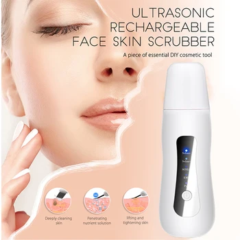 

5 In 1 Professional Ultrasonic Facial Skin Scrubber Ion Deep Face Cleaning Peeling Spatula Rechargeable Beauty Skin Care Device