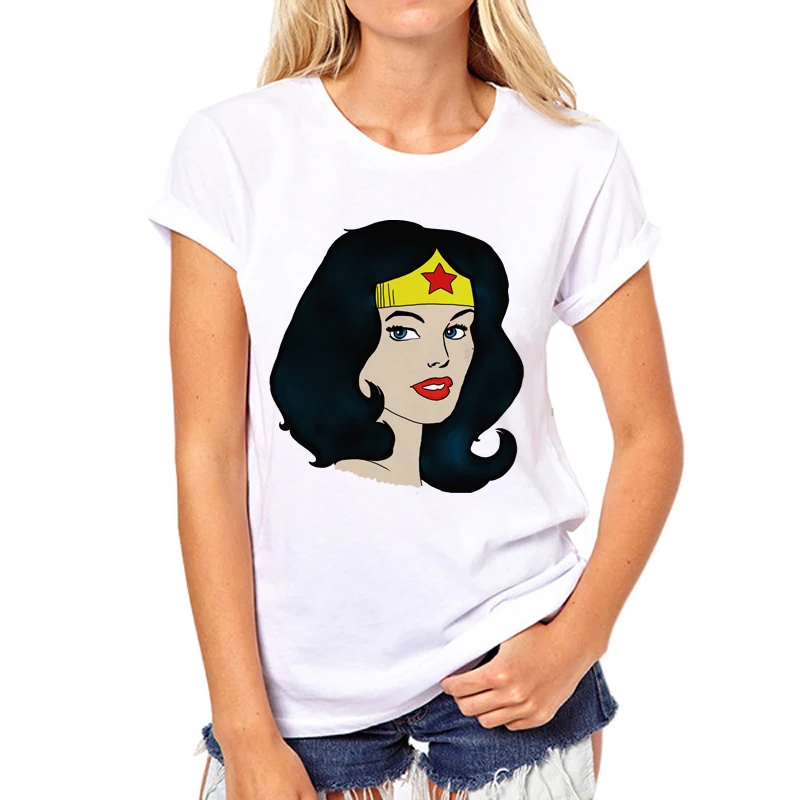 Женская футболка Wonder Woman, футболка с графическим рисунком, футболка для девочек, топы, женская мода, Harajuku, брендовая футболка для девочек