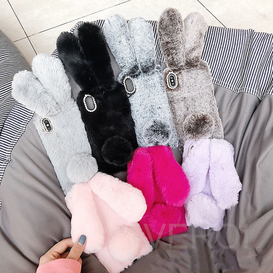 

Rabbit Fur Case for Vivo Z5X Z3X V9 Y85 X27 Pro X23 X21 X20 X21i X9 X9S X7 X6 Play IQOO NEO Y7S Warm Cover