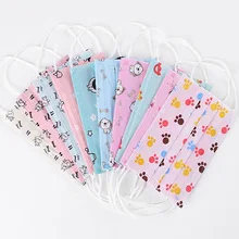 200 шт./упак. одноразовый с милыми мультипликационными принтами, нетканый детская плоские маски Дышащие Детские пыли дымки маски