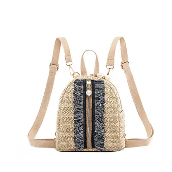 

Vintage Backpack Women Straw Woven Beach Bag Matching Wild Travel Bag Leisure Student Bags Simple Bagpack Sirt Canta d#