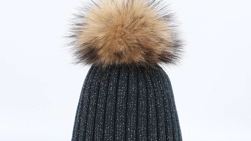 Новинка зимы, помпоновая шапочка skullies, теплая утолщенная шапка, мягкая шапка, вязаная шапка-носок, мешковатая Хлопковая женская шапка