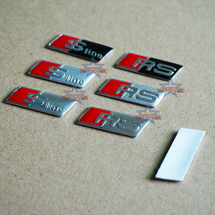 

Suitable for Audi Steering Wheel Labeling Modified Sline RS Car Logo Black Silver Matte