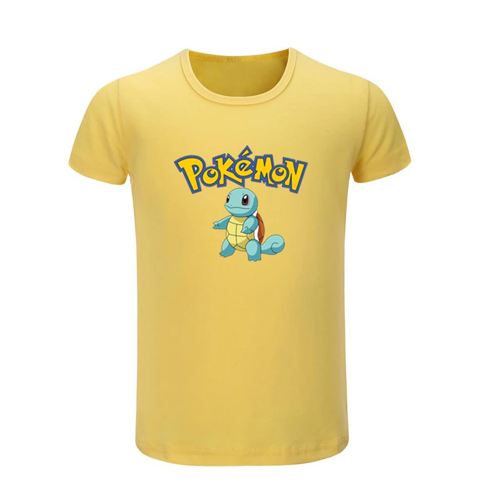 Милые детские футболки с рисунком Pokemon Pikachu Squirtle Charmander Bulbasaur Детские футболки с графическим принтом Рождественский подарок с короткими рукавами