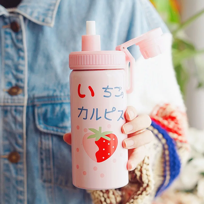 

Straw Simple Simple Cute Insulated Cup Adult Harajuku Wind Korean-style Insulated Cup Korean Style Water Tumbler Cool Paper