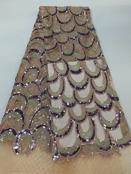 

high quality GOLD sequins Embroidery Guipure French Lace Fabric With sequins For Women dress