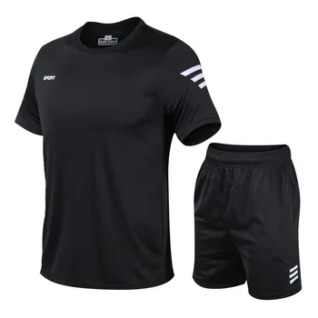 

Men Sweat Suits Summer Breathable Mens Two Pieces Suits Short Sleeves O-neck Tops and Shorts Quick Dry Men Sweatsuits Mens Sets