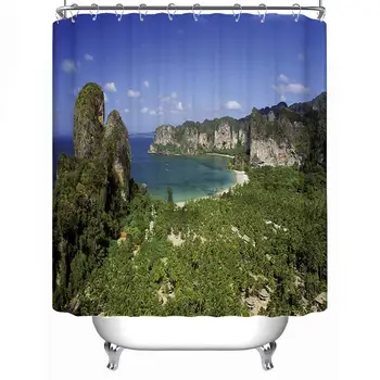 

Landscape and Ocean View of Railay Beach in Krabi Thailand Durable Shower Curtain,045498,71''L x 71''W