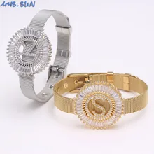 MHS. SUN Мода AAA CZ Алфавит браслет Браслеты Винтаж золото/серебро Цвет для женщин A-Z буквы браслеты роскошный дизайн ювелирные изделия