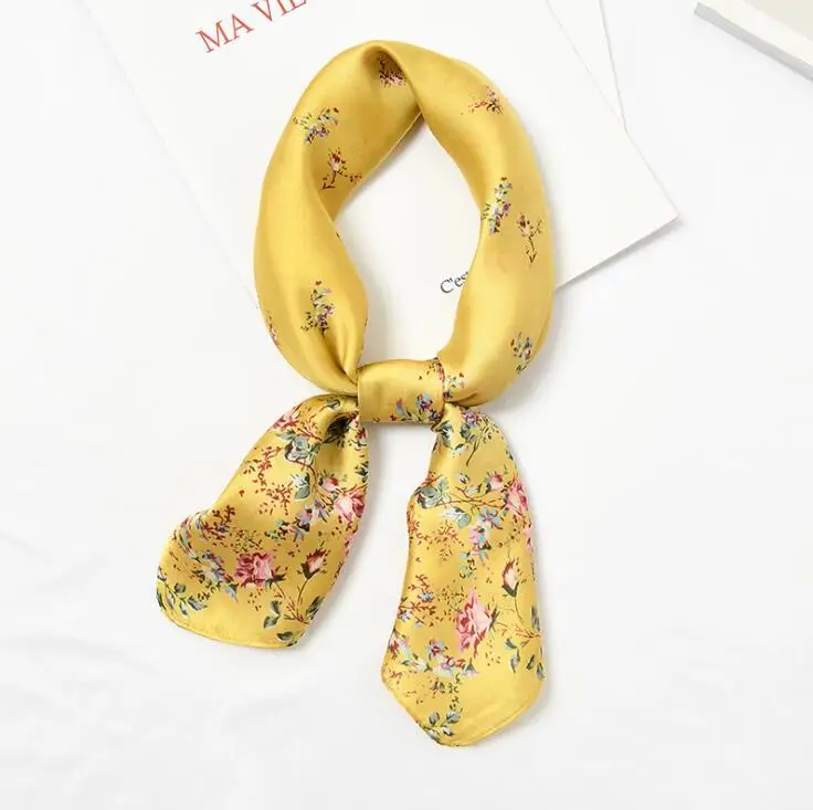 

Yishine 2021 70x70 см шелковый шарф для женщин с милым цветочным узором многофункциональные ручные квадратные шарфы фуляр оберточная Бандана Маленький хирургический шарф