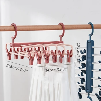 

Multi-layer Drying Rack Magic Hanging Clothes Pant Hanger Rack Multifunction Trousers Organizer with Clips Storage