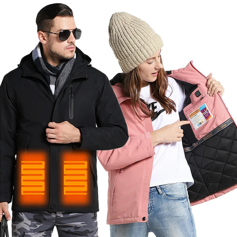 Зимняя водонепроницаемая куртка мужская однотонная пуховая хлопковая походная куртка сохраняющая тепло USB куртка с подогревом Мужская и женская Regenjacke Herren S~ 3XL