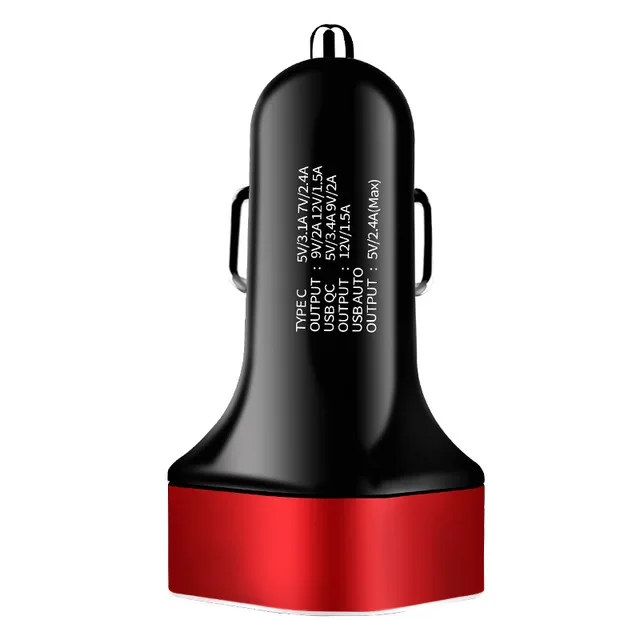 41 Вт Быстрая зарядка 3,0+ PD+ 2.4A USB Автомобильное зарядное устройство для iPhone 11 Pro Max Xiaomi samsung QC3.0 QC type C PD быстрое автомобильное зарядное устройство - Тип штекера: Red