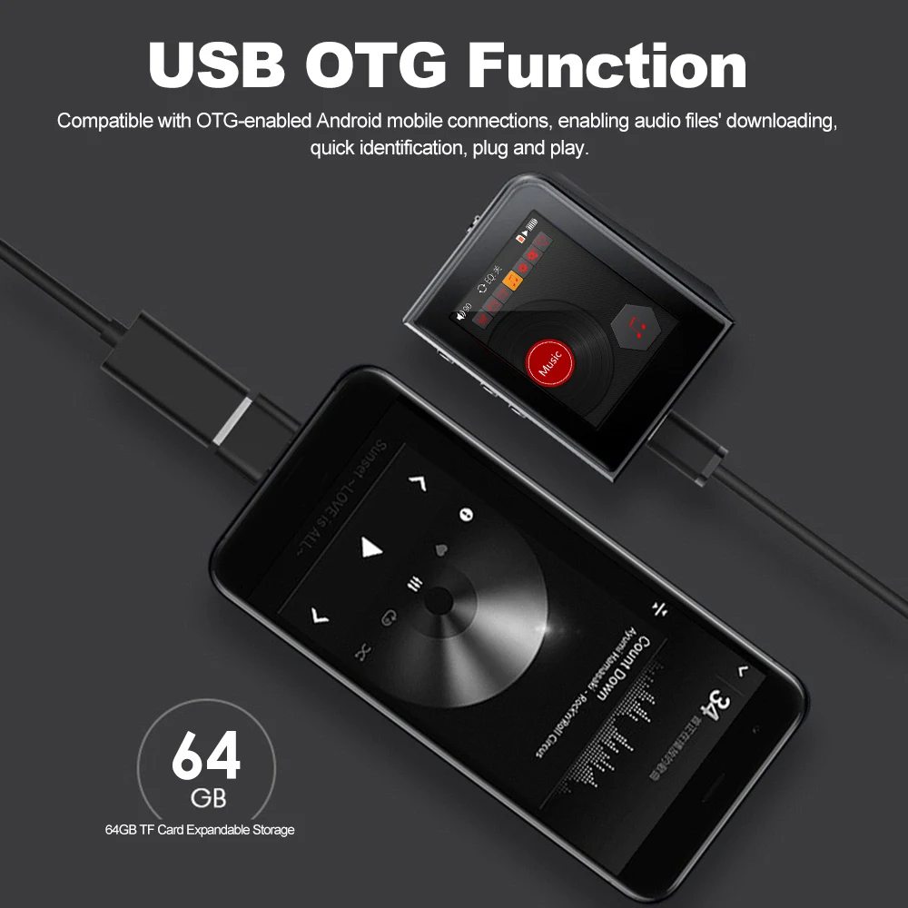 Цифровой MP3 музыкальный плеер ruidu A50, HiFi аудио плеер без потерь, DSD256, поддержка TF карт, чтение, воспроизведение, USB OTG, с экраном 2,0 дюйма, HD