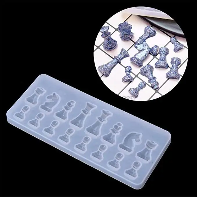 Epoxy Molds for Jewelry Making DIY Craft International Chess Shape Silicone Mold DIY Artcraft Project Gift Making Tools Set Resi handmade bowtie ribbon silicone resin mold bowtie soap mould bow pendant crystal epoxy resin casting mold craft tools
