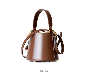 

Camelia Bucket Bag Genuine Cow Leather Celebrity Handbag
