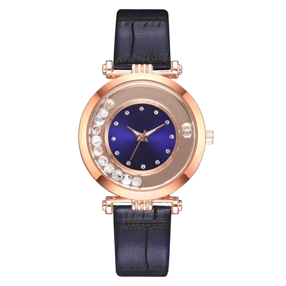 

Leather ladies quartz watch quicksand diamond watch