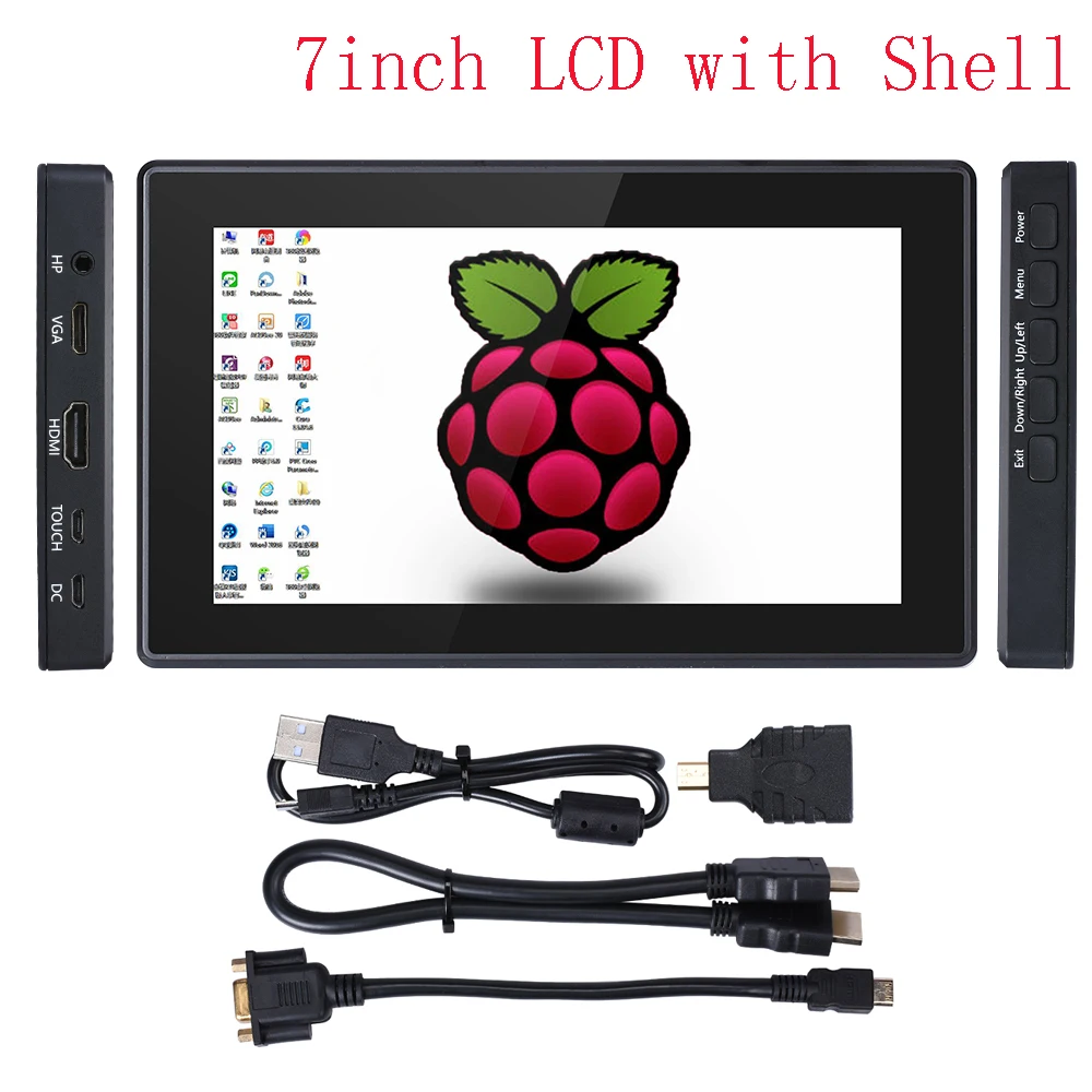 7 дюймовый сенсорный ЖК экран Raspberry Pi 4 Model B 1024x600 из закаленного стекла IPS HDMI VGA
