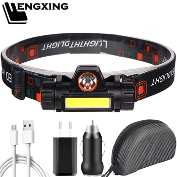 SALE PRICE ❤️ Portable Led Headlamp Mini Flashlight Lantern Q5+COB Torch Built-in 18650 Battery Outdoor COB 2 Lighting Mode Camping Headlight - discount item 50% OFF Lights & Lighting