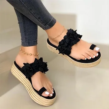 

Women Platform Flower Slippers Casual Summer Wedges Flip Flops Sandals Sexy High Heels Outdoor Non-Slip Beach Shoes Ladies 2020