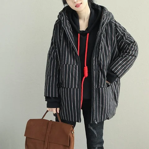 Женская новая зимняя верхняя одежда в Корейском стиле большого размера, пальто из овечьей шерсти с вертикальным капюшоном - Цвет: Black