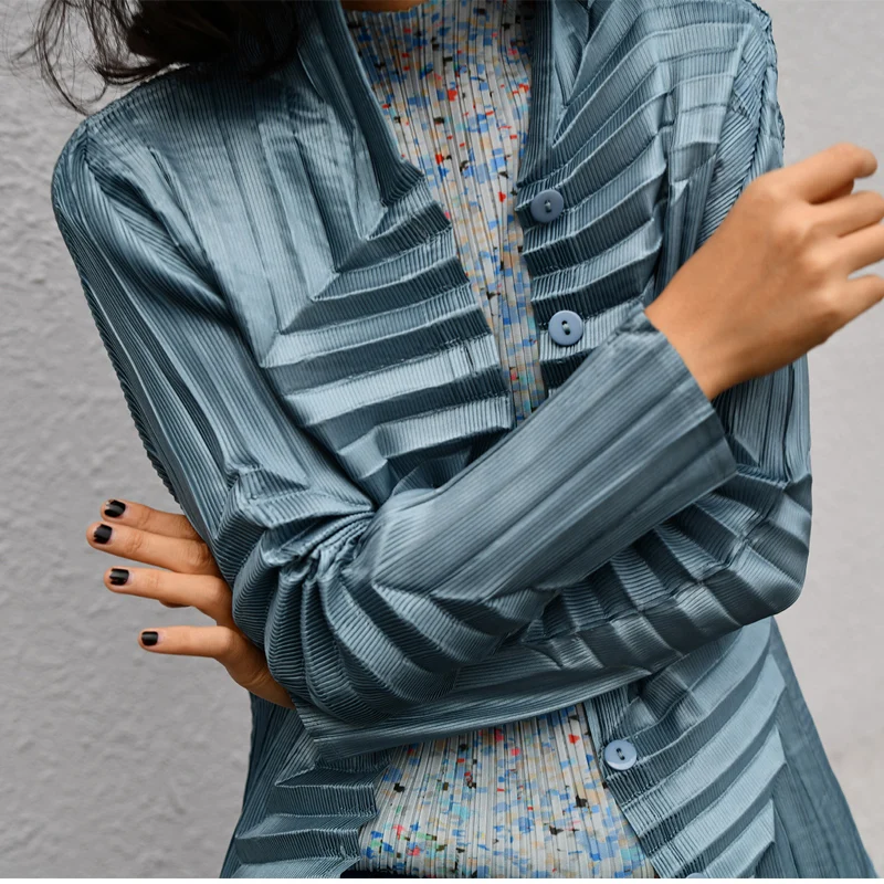 Miyake Style Designer Textured Hand Pleated