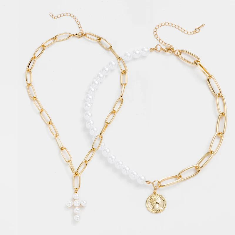 Fever& Free, Новое поступление, жемчужное ожерелье, ювелирное изделие, винтажное жемчужное ожерелье-чокер с крестом, подарок на день матери - Окраска металла: YC01061