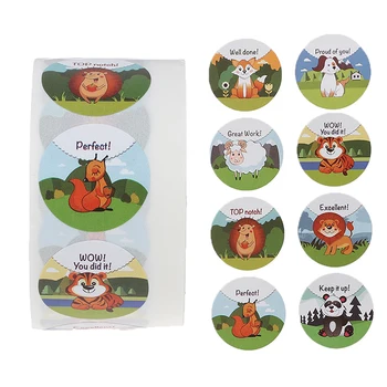 

500 Pcs Beloning StickersRoll Voor Kids Motivatie Stickers Met Schattige Dieren Voor Studenten Leraren