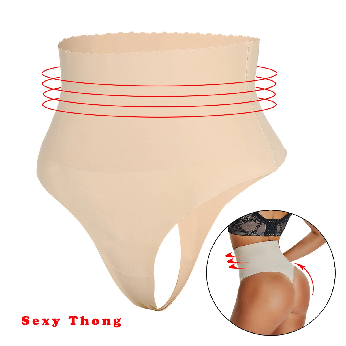 

Sexy High Waist Shaping Panties Breathable Body Shaper Slimming Tummy Shaperwear Underwear Women's Briefs Ultra-thin Thong Panty