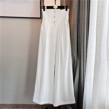 

Long Pants for Women 2020 Spring and Summer New Temperament Simple High Waist Slimming Wide Leg Pants Black White Trousers Pants