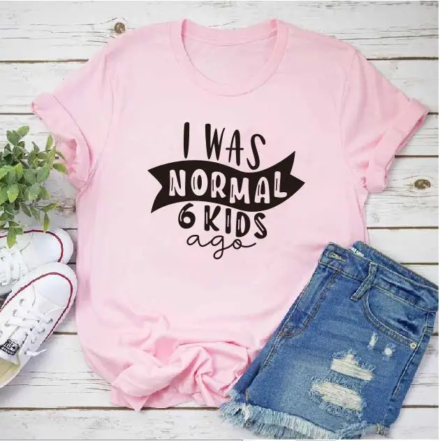 Футболка женская с надписью I Was Ordinary Six Kids топ для мам и женщин рубашка коротким