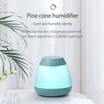 

Cute Pine Cone 250ML Mini Ultrasonic Mini Air Humidifier Colorful Warm Light Mute Mist Maker Fogger Desktop USB For Home Office