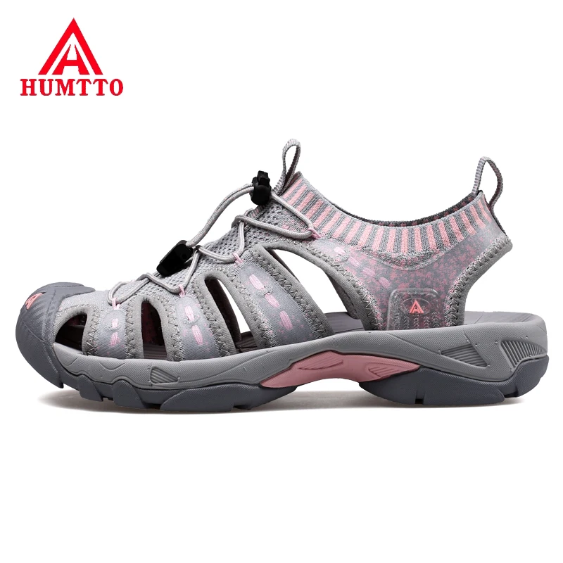 HUMTTO-zapatos de senderismo transpirables con punta abierta para mujer, Sandalias planas informales para el verano, para la playa