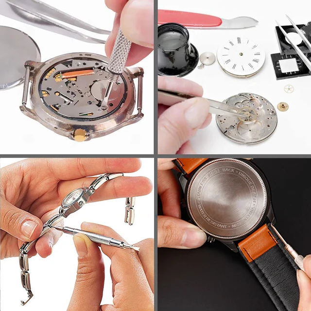 212pcs Watch Opener Repair Tool Kit Clock Pry Knife Screwdriver Pin Hammer Set Watchmaker Band Link Clockmaker Accessory 6