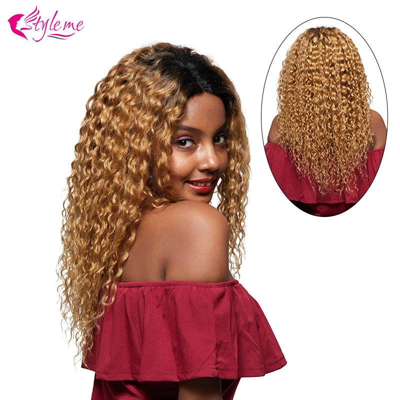 

Style ME Ombre Lace Front Human Hair Wig 1B/27 Blonde Peruvian Water Wave Hair Wig With Baby Hair 4*4 Lace Closure Remy WIg